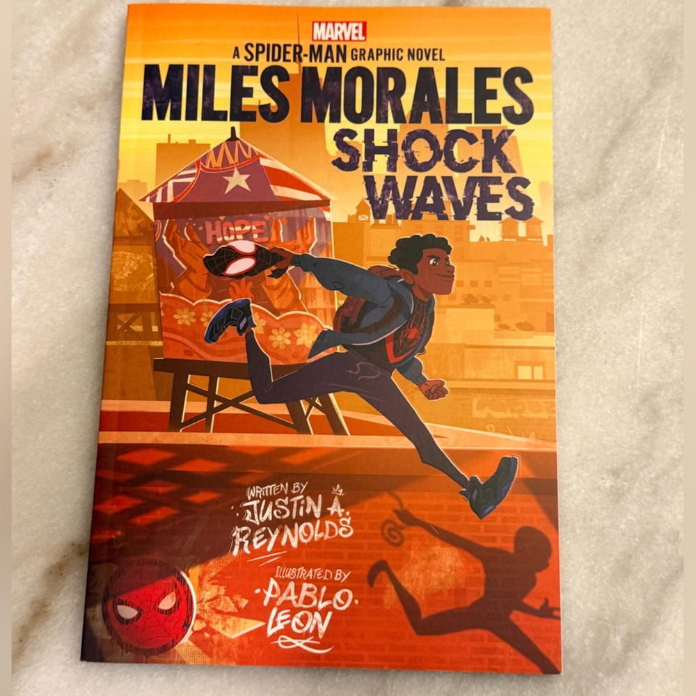 Marvel Miles Morales Shock Waves Graphic Novel - Red and Orange Cover